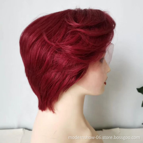factory customized short pixie colored human hair wigs